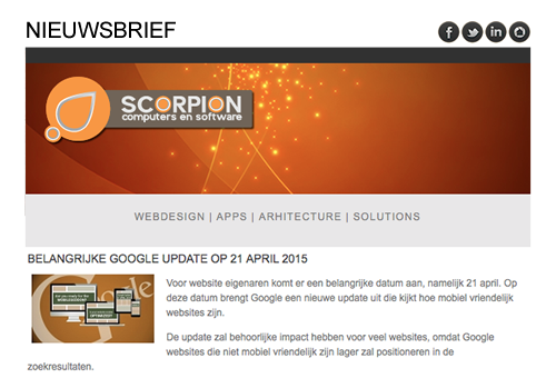 Onze nieuwsbrief ook geschikt voor mobiel