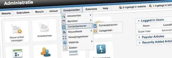 Screenshot van Joomla 1.6 back-end